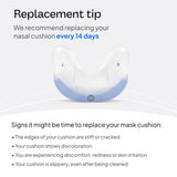 Réduction des irritations nasales grâce au coussin AirFit N30.
