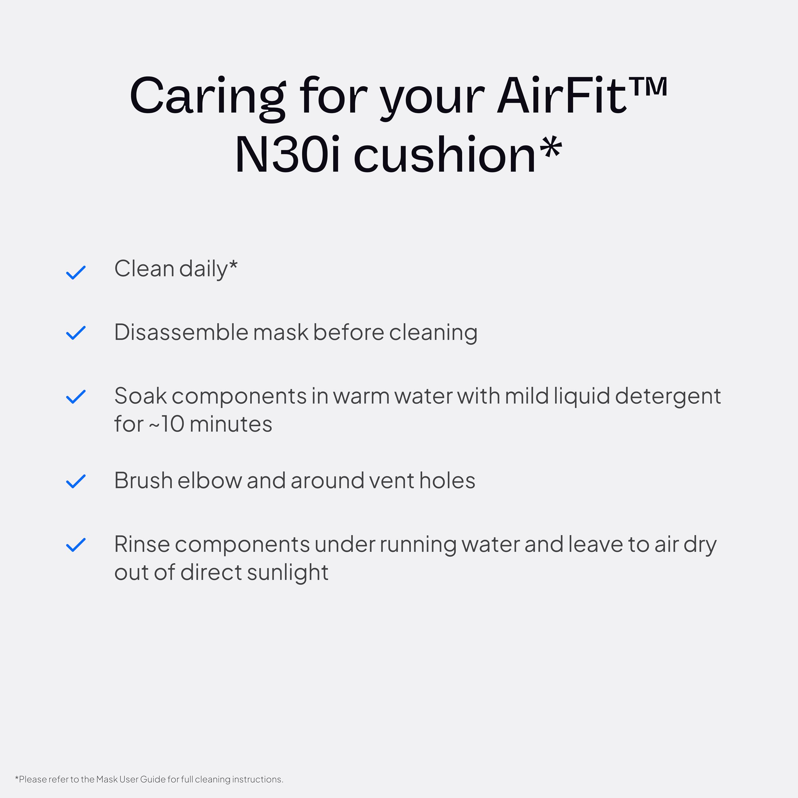 Coussin nasal berceau AirFit N30i pour ajustement discret.