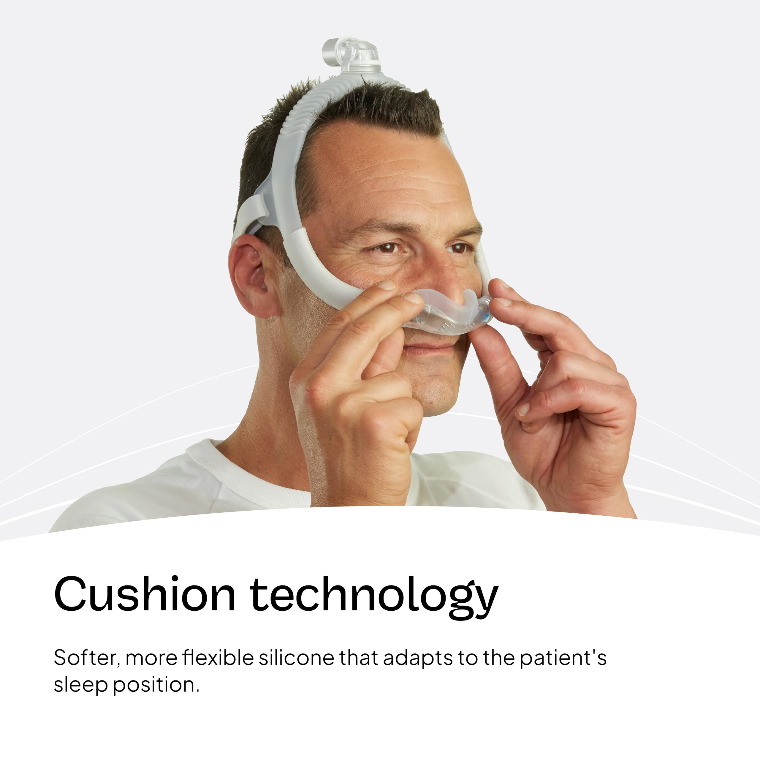Coussin silicone doux AirFit N30i pour un toucher agréable.
