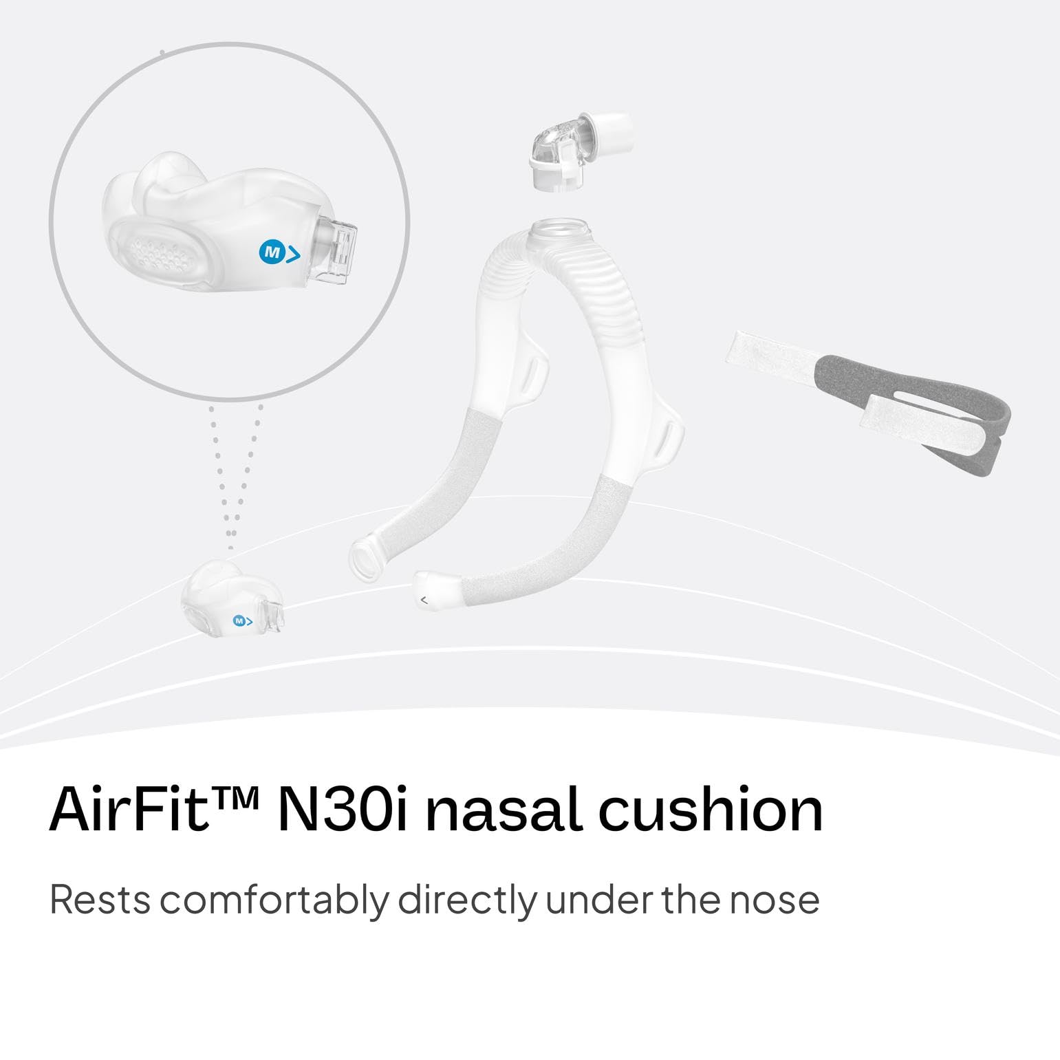ResMed AirFit N30i - système de ventilation silencieux pour une nuit paisible.