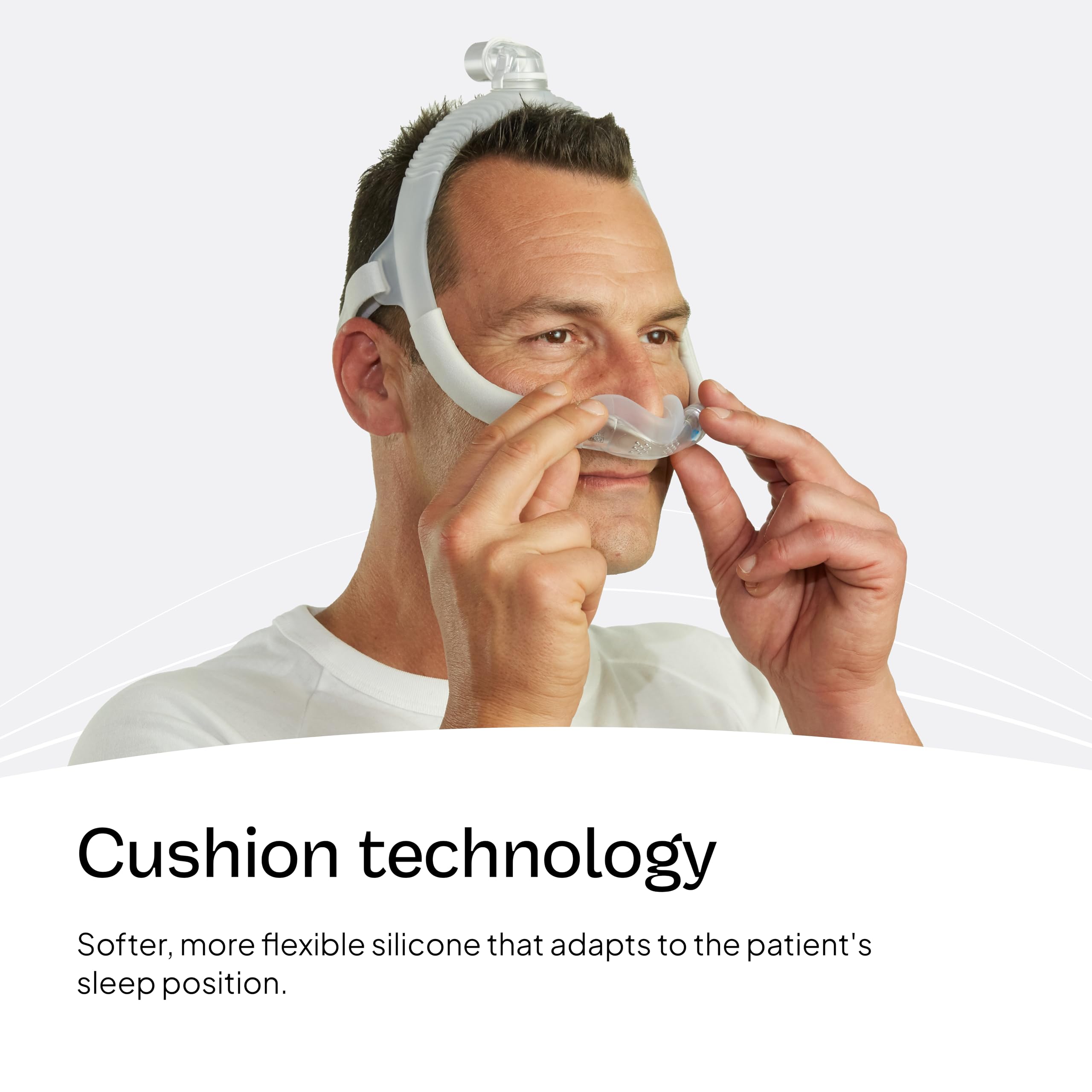 Silicone doux du coussin ResMed AirFit N30i, adaptation délicate.