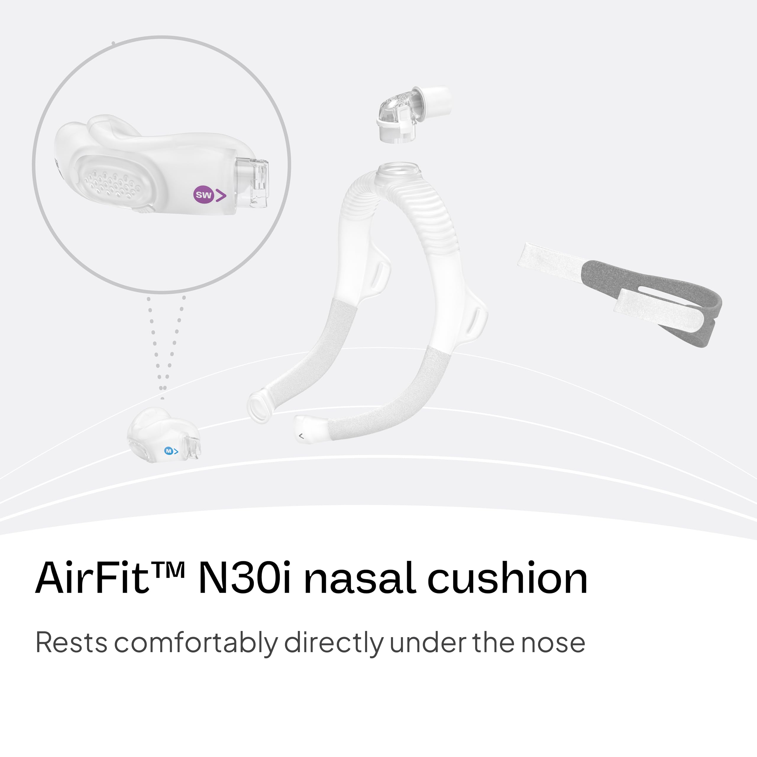 Ventilations silencieuses AirFit N30i pour des nuits plus calmes.