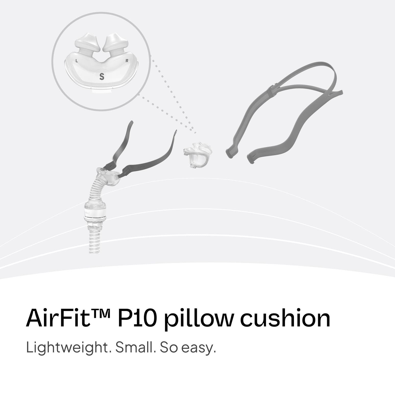 Coussin nasal à double paroi pour AirFit P10 offrant stabilité.