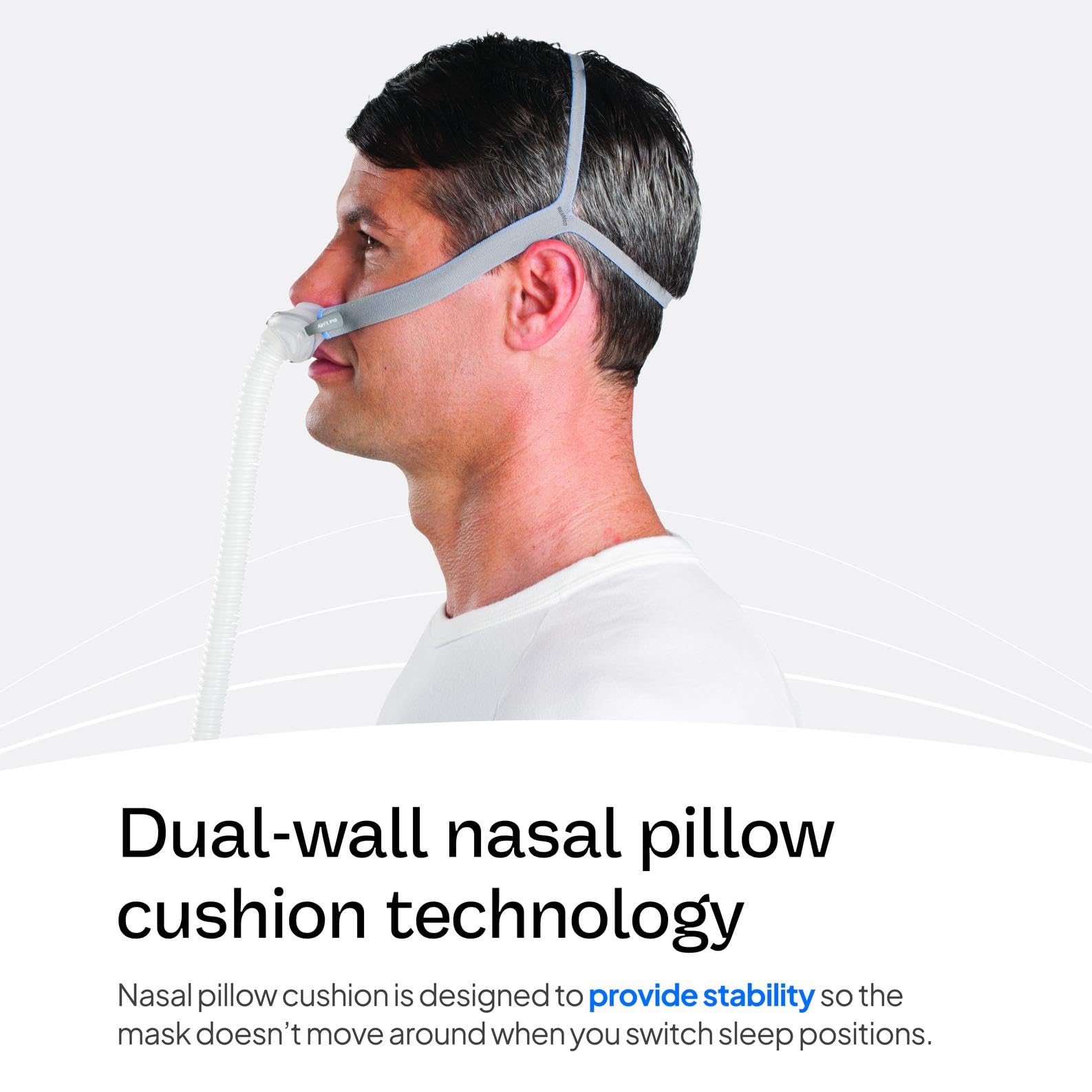 Coussin nasal à double paroi ResMed AirFit P10 – stabilité améliorée pour bouger sans fuite.