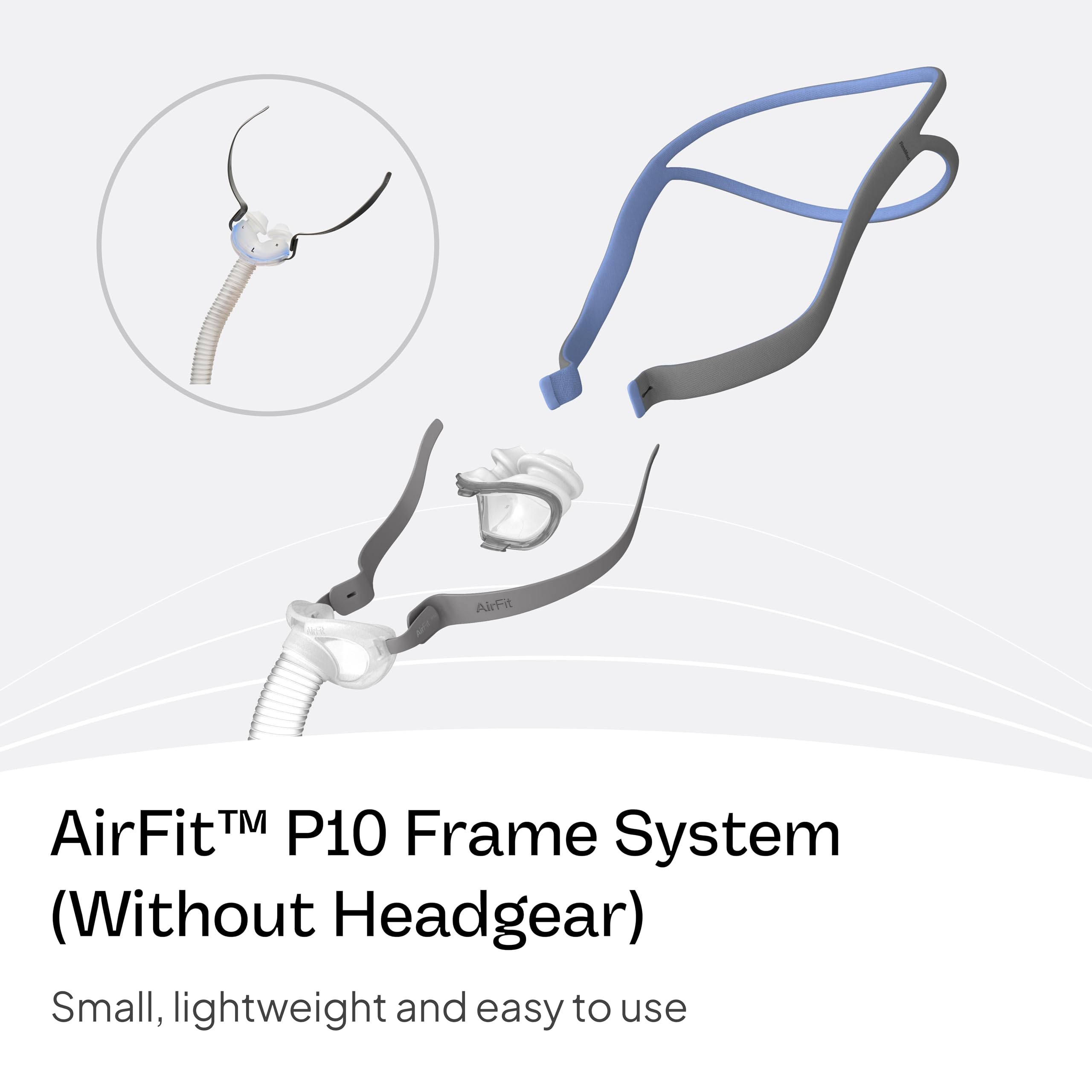 Ensemble cadre AirFit P10 prêt au remplacement, sans harnais inclus.