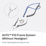 Ensemble cadre AirFit P10 prêt au remplacement, sans harnais inclus.