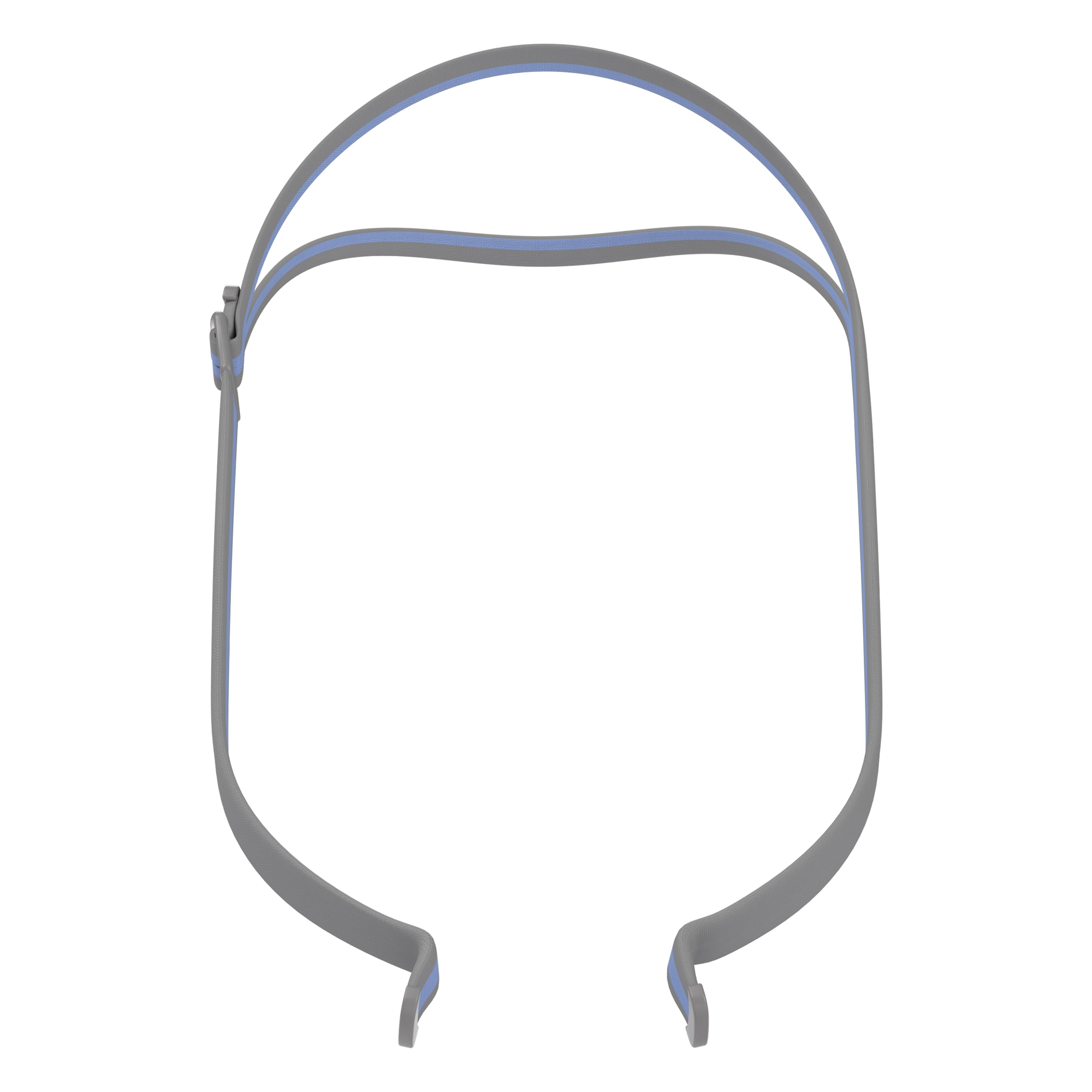 ResMed AirFit P10 harnais bleu avec attache, ajustement rapide pour un confort nocturne.