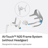 ResMed AirTouch N20 – cadre robuste assurant un ajustement stable toute la nuit.