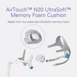 ResMed AirTouch N20 clips magnétiques facilitant l'installation.
