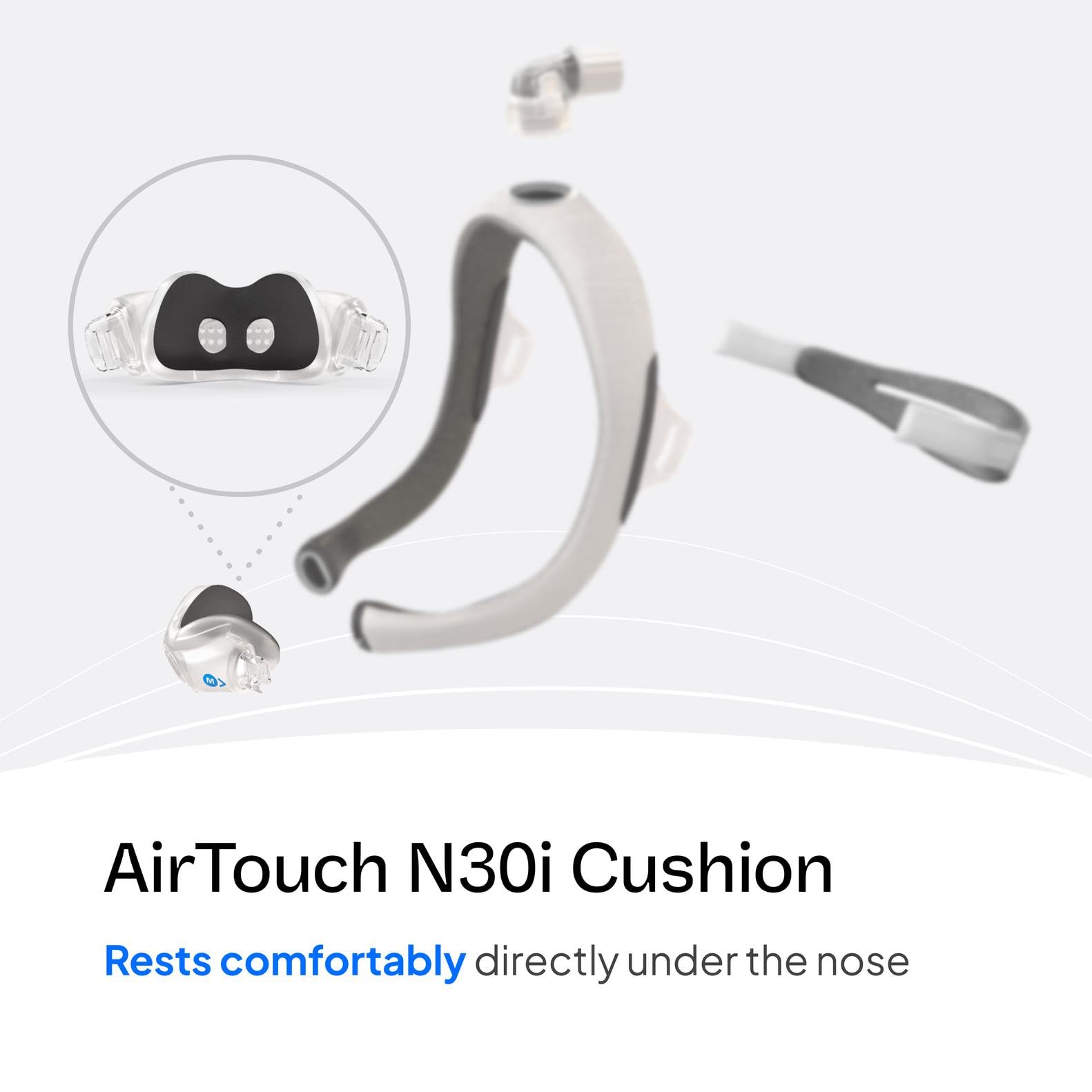Coussin ResMed AirTouch N30i moyen minimise les fuites grâce à sa conception.