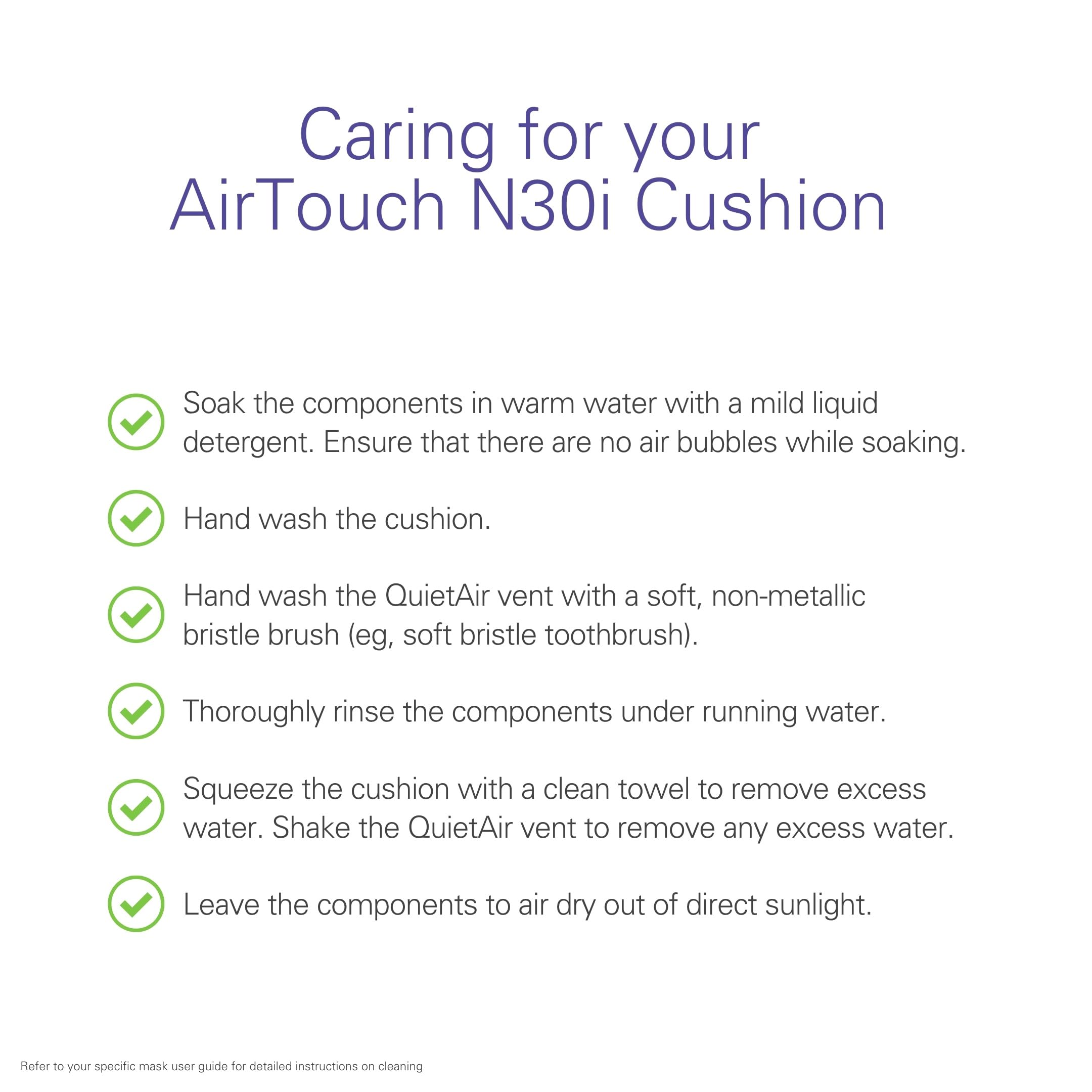 ResMed AirTouch N30i, ventilation QuietAir pour une utilisation discrète.