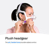 Harnais de tête ResMed rose, compatible AirFit/N20 pour un ajustement facile.
