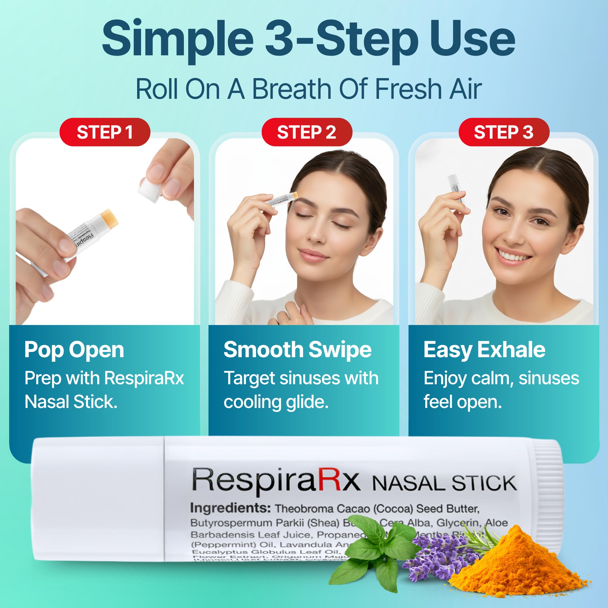 RespiraRx Stick décongestionnasale pour mieux respirer au quotidien.