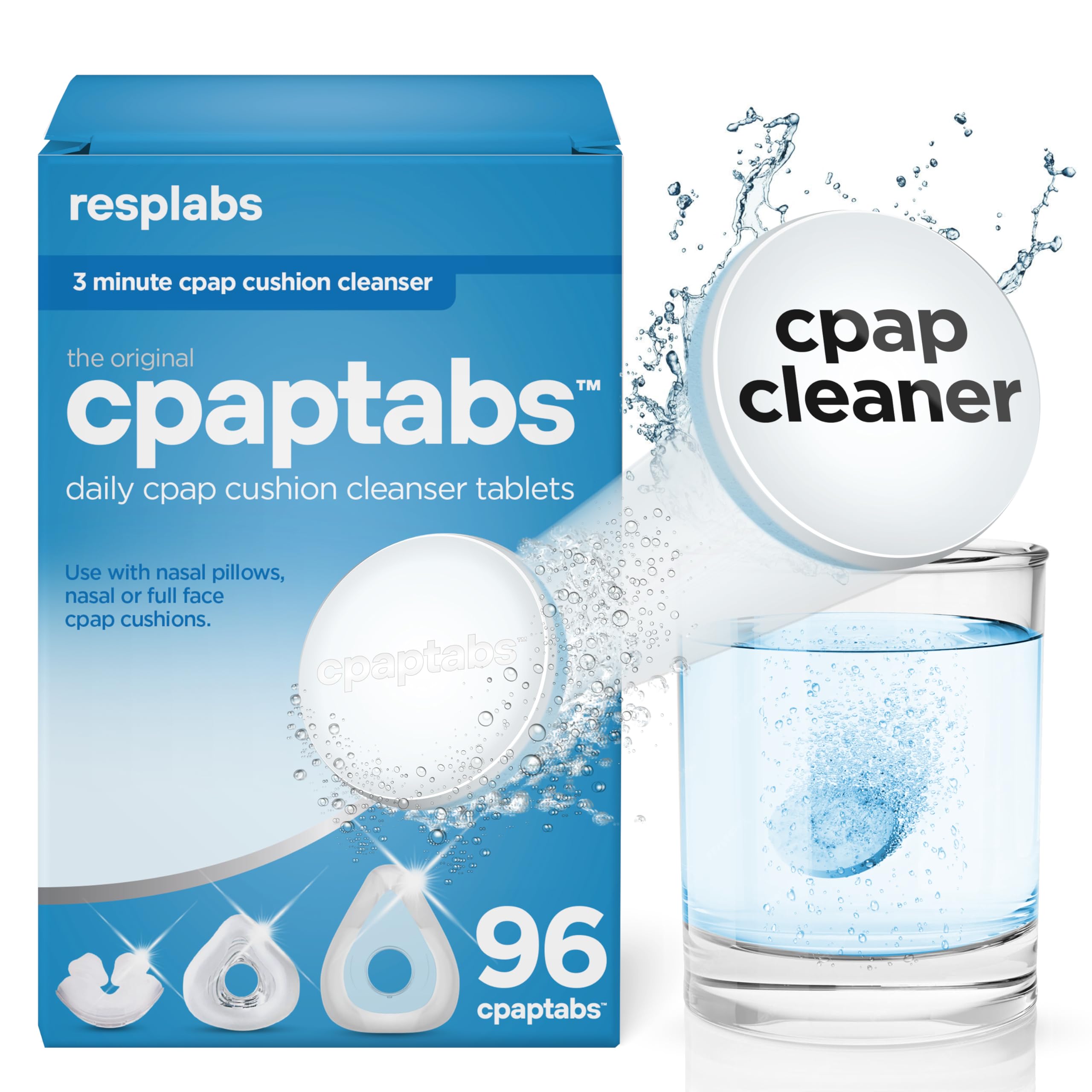 RespLabs CPAP tablettes entretien 96 pack prêt à l'emploi pour routine d'entretien