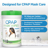 RespLabs CPAP Wipes sans résidu laissant le masque propre.