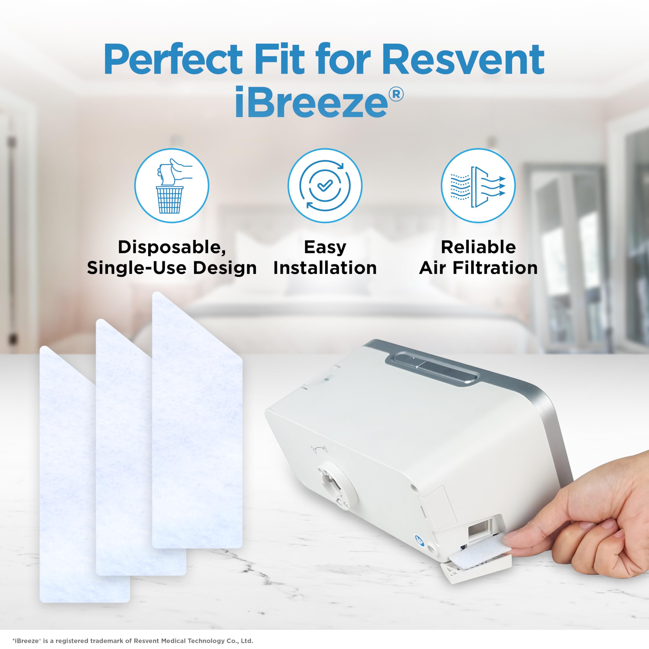 RespLabs filtre de remplacement standard iBreeze – installation facile pour CPAP et BiPAP