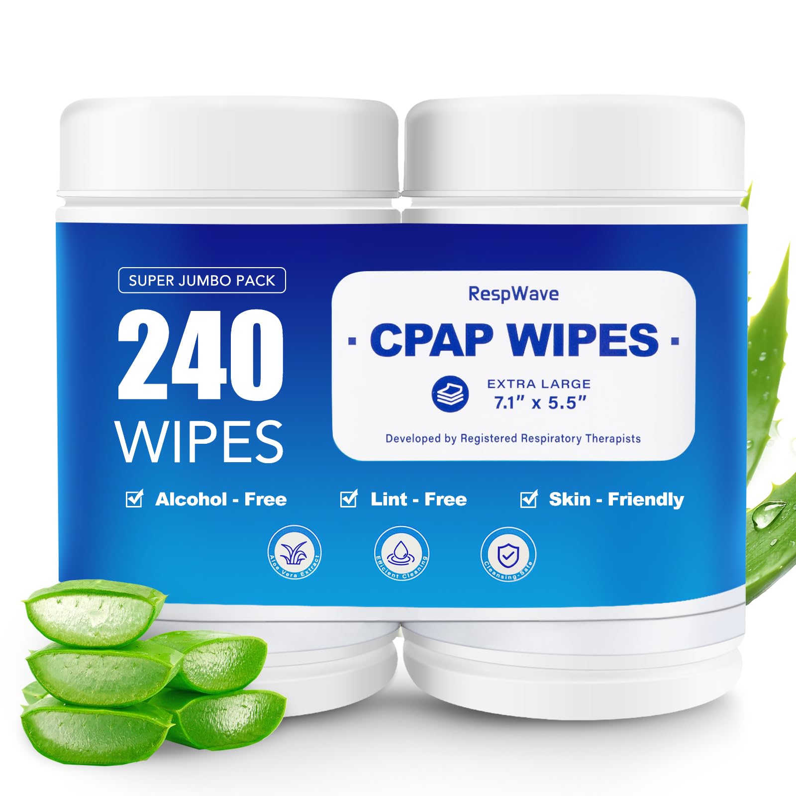 Lingettes RespWave pour masque CPAP, paquet 240, hygiène fiable
