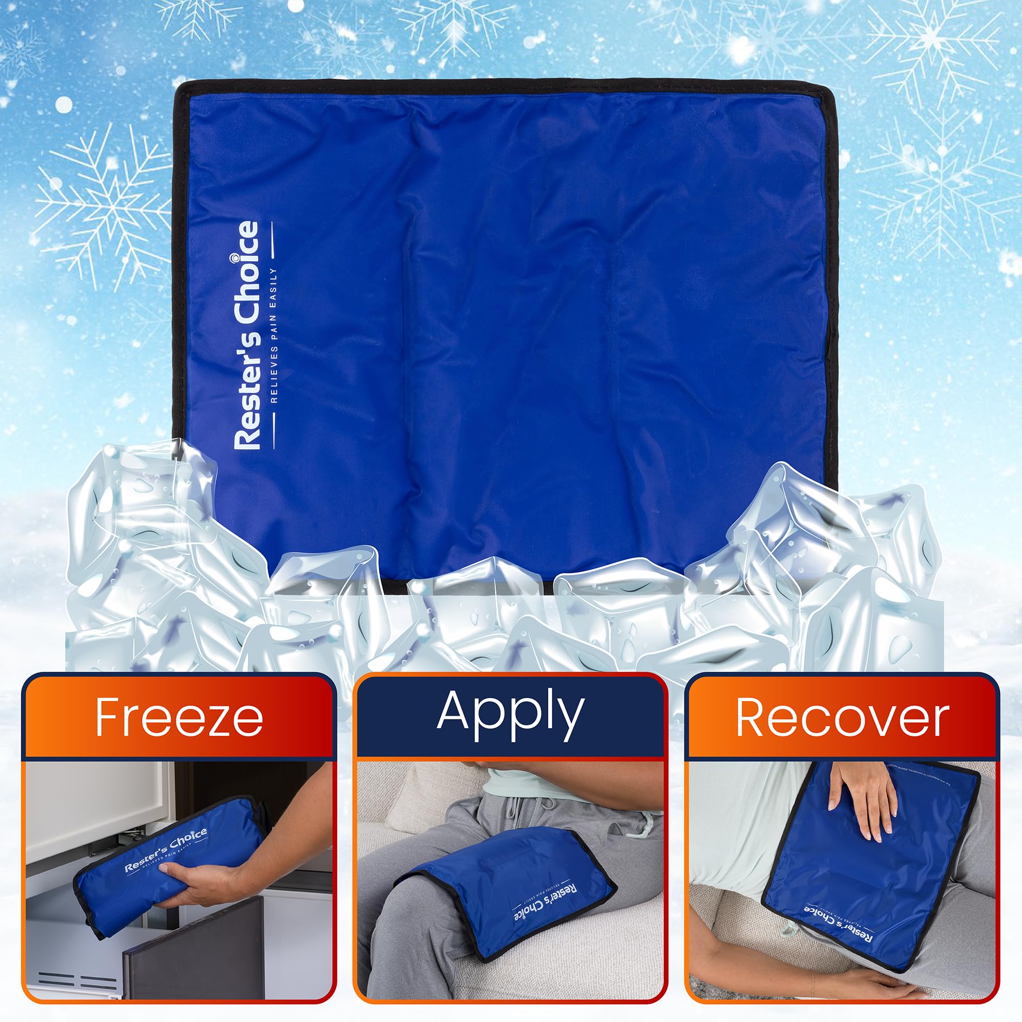 rester's choice pack de glace grand genou – gel flexible autour du genou