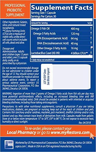 Restora Probiotique : capsules faciles à avaler pour favoriser le confort digestif quotidien.