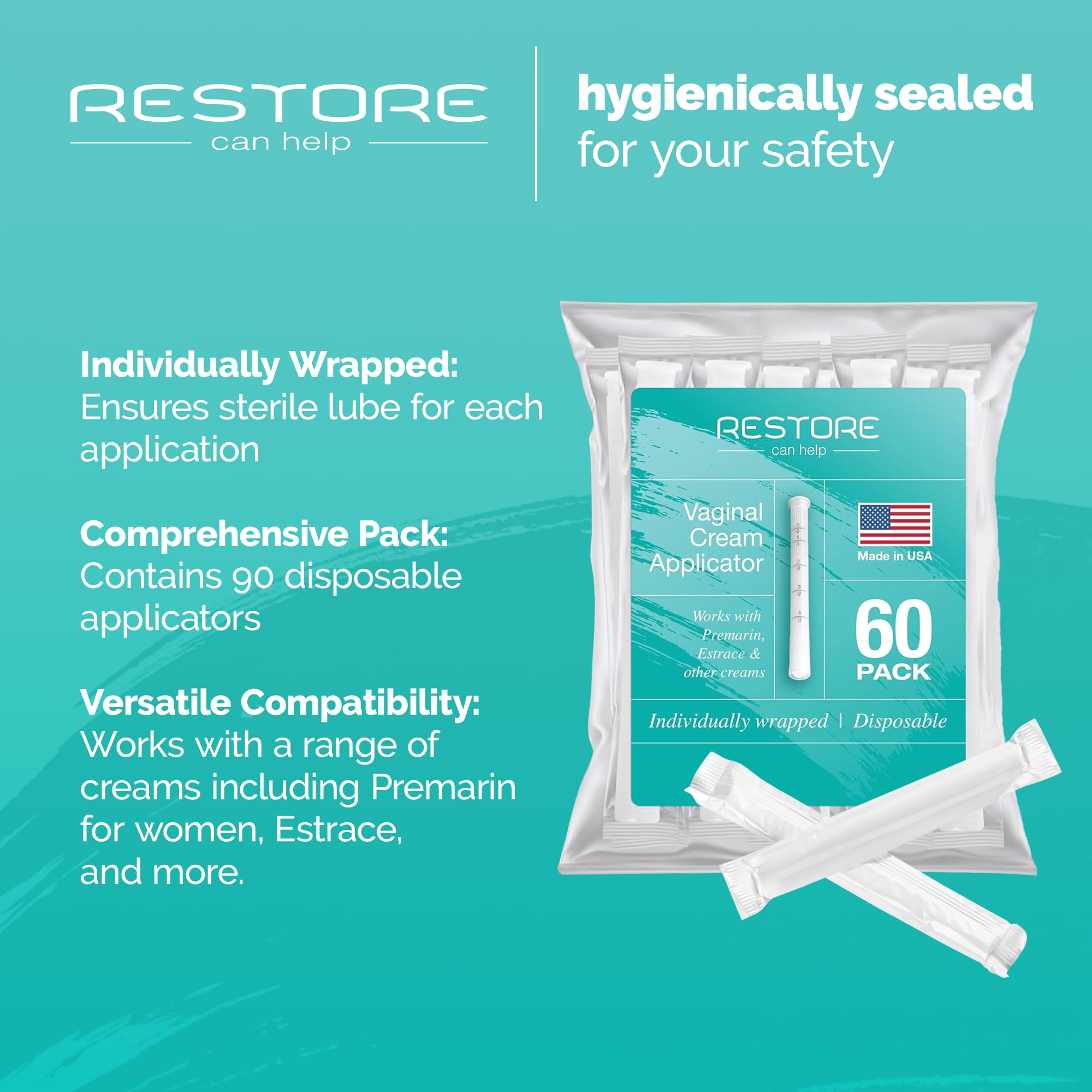 Restore Can Help - applicateur vaginal jetable scellé pour l'hygiène.