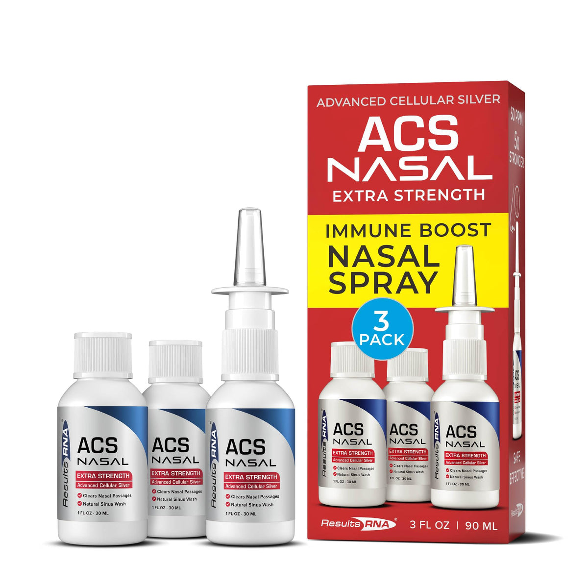 Results RNA ACS200 bouteille montrant le flacon pour un usage nasal pratique, respiration plus fluide
