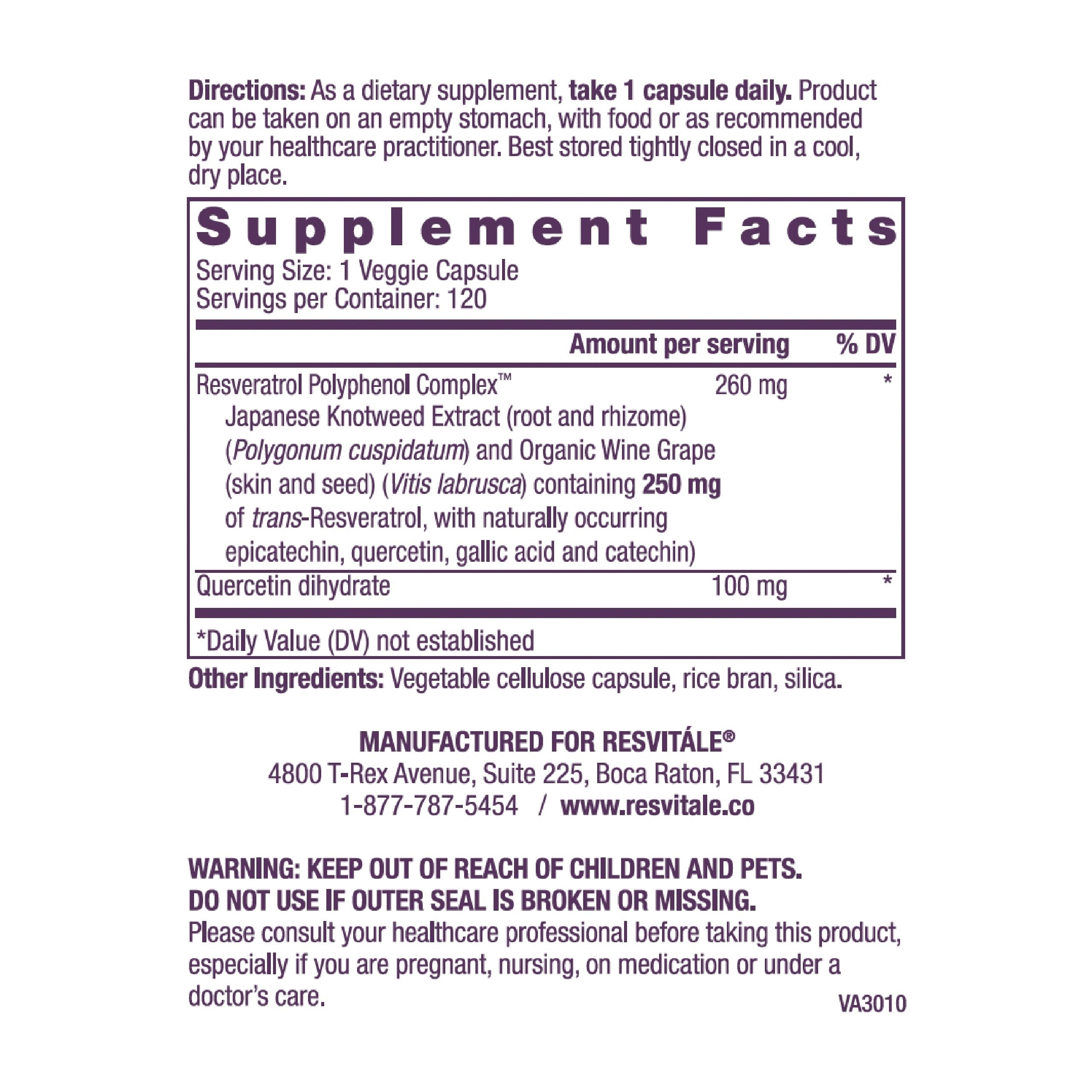 Gélules végétales ResVitale Resveratrol 250 mg pour une routine bien-être