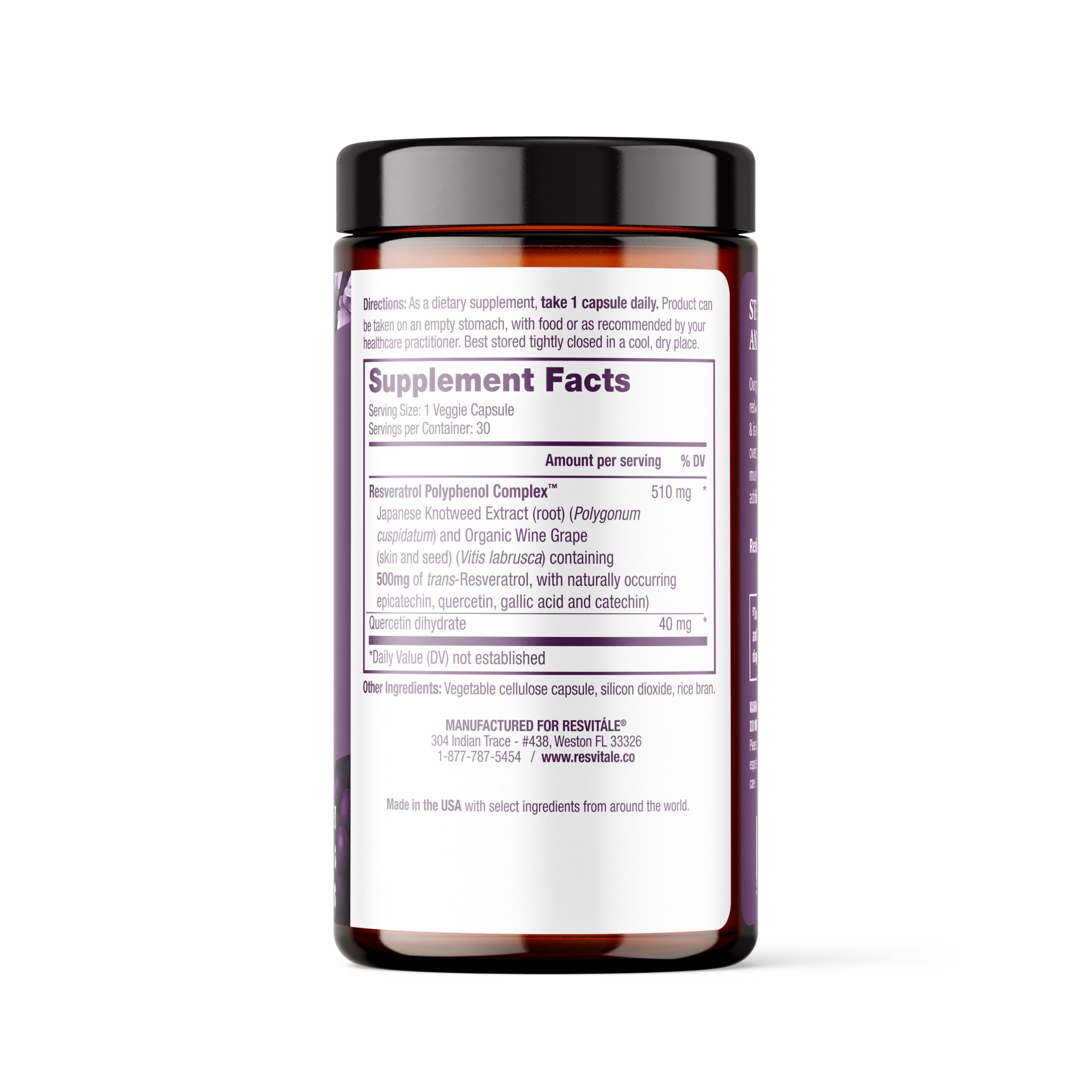 ResVitale Resveratrol 500 mg - gélules végétales faciles à avaler.