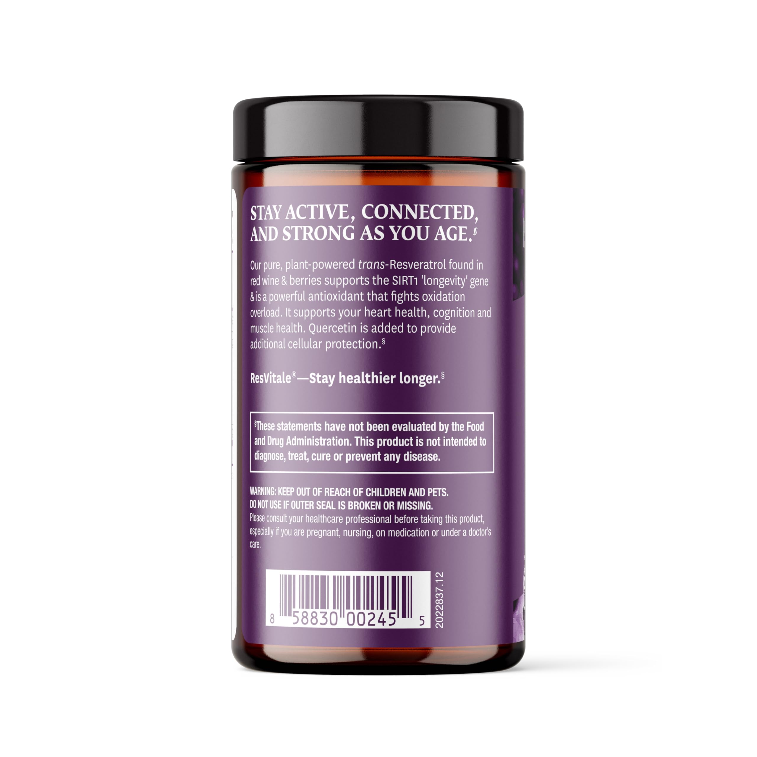 ResVitale Resveratrol 500 mg avec quercétine et résveratrol trans.
