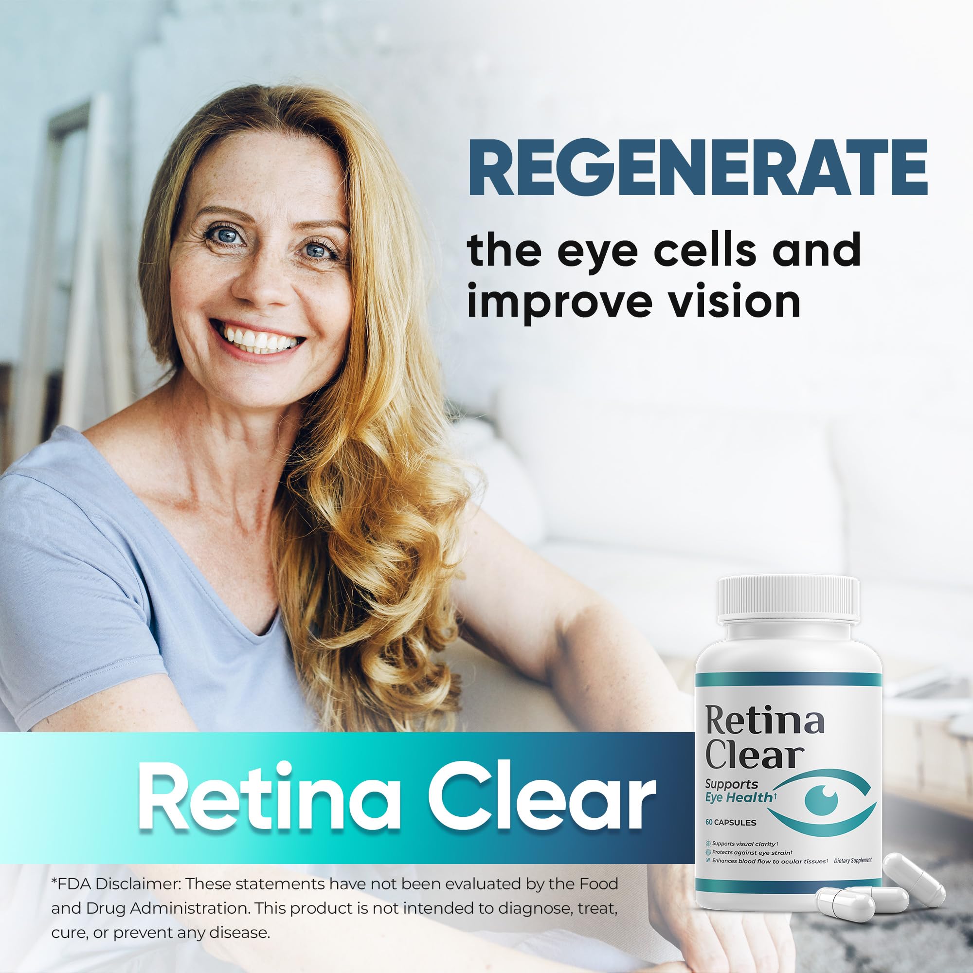 Schéma des nutriments Retina Clear soutenant la santé et la clarté visuelle.