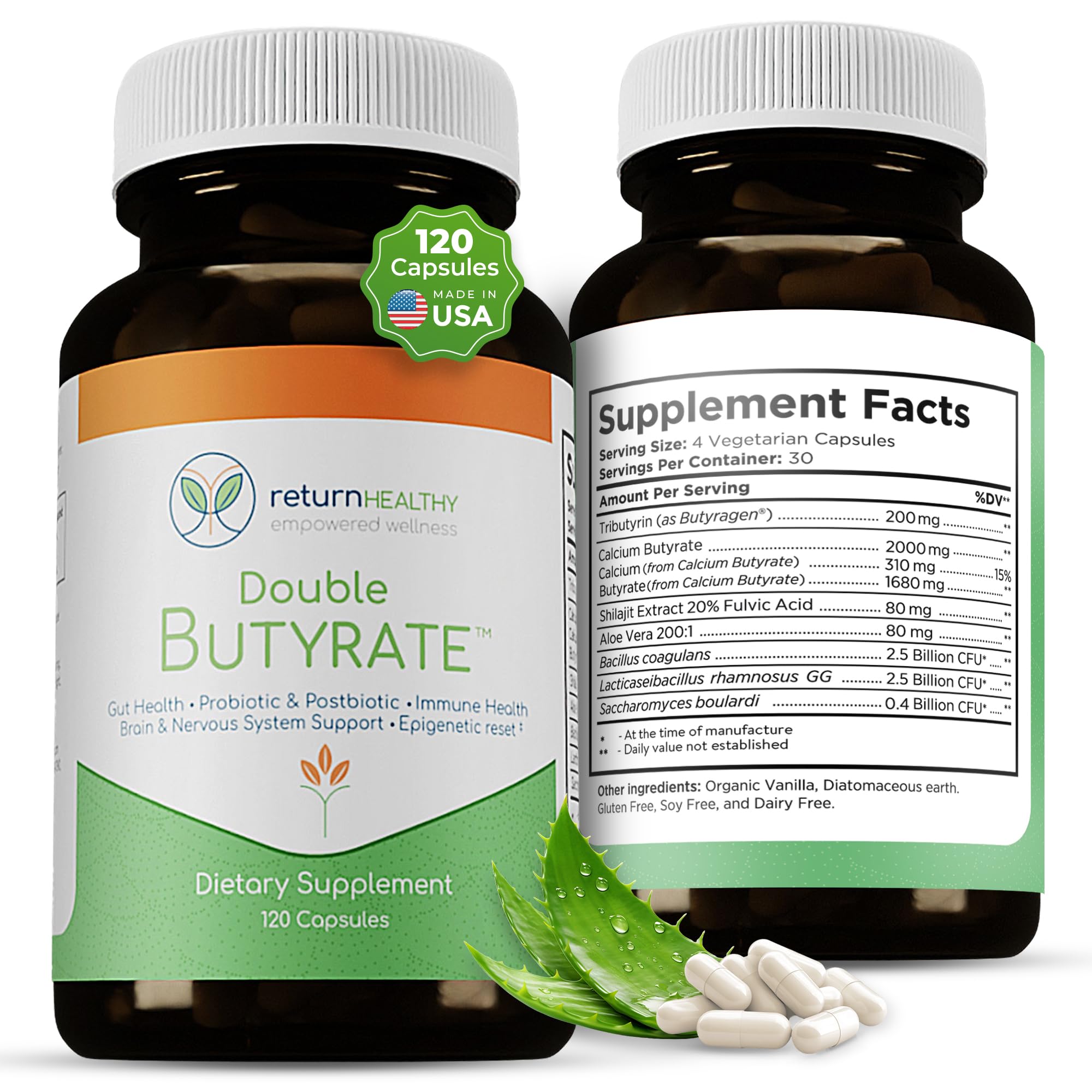 Return Healthy Double Butyrate bouteille prête à l'emploi pour le bien-être digestif.