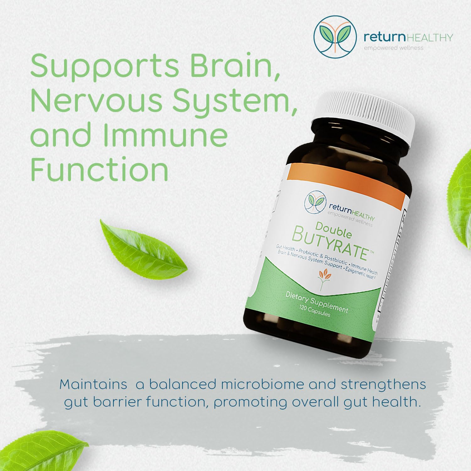 Capsules Return Healthy Double Butyrate faciles à avaler dans la routine quotidienne.