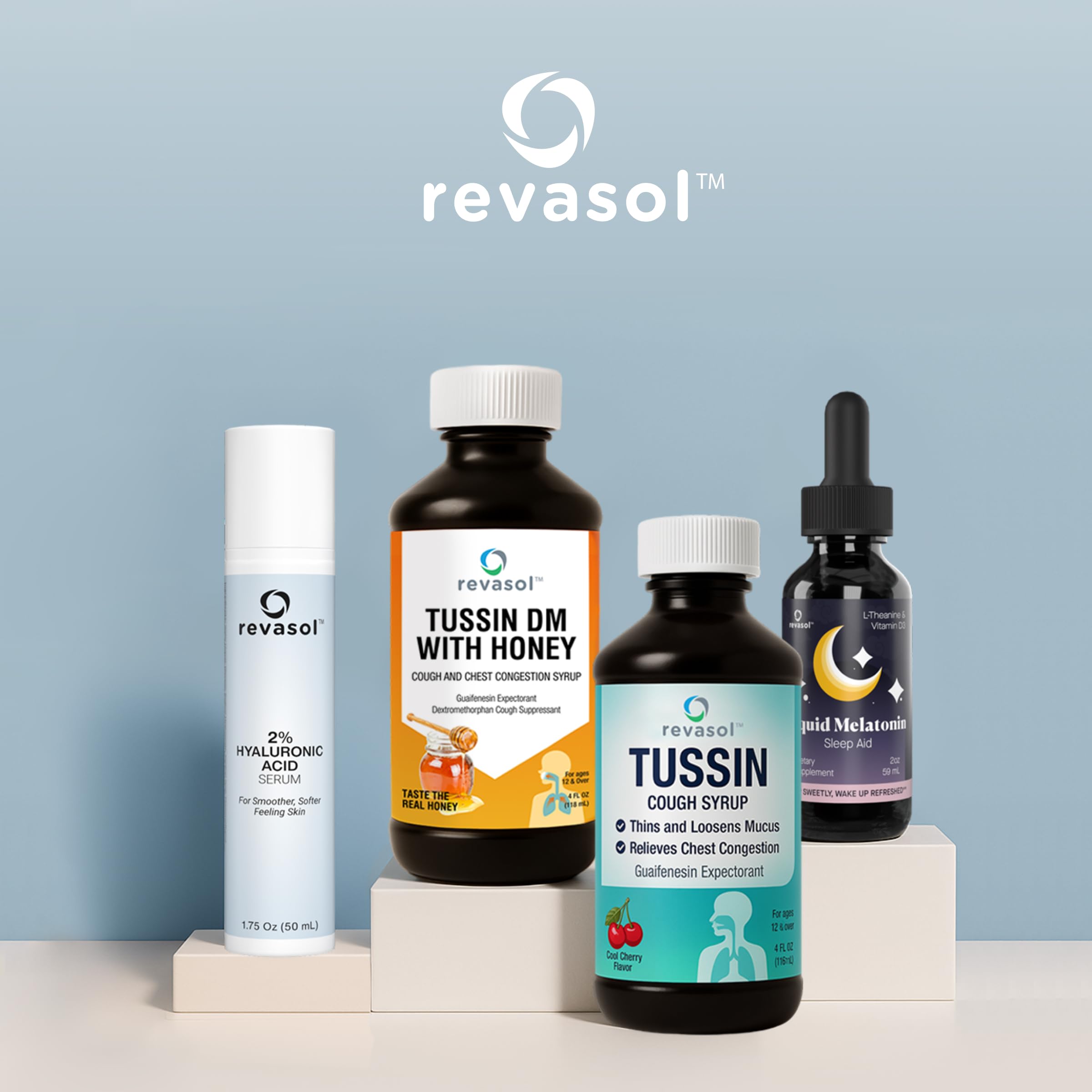 Emballage compact Revasol Tussin pour une utilisation pratique.