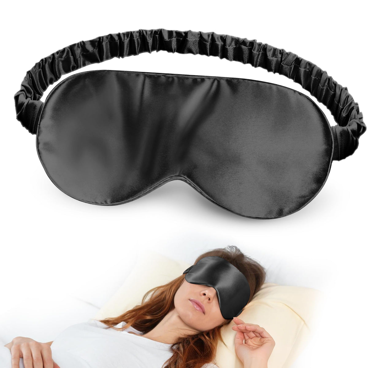 Rêve de Soie – masque noir en soie de mûrier, confort nocturne.