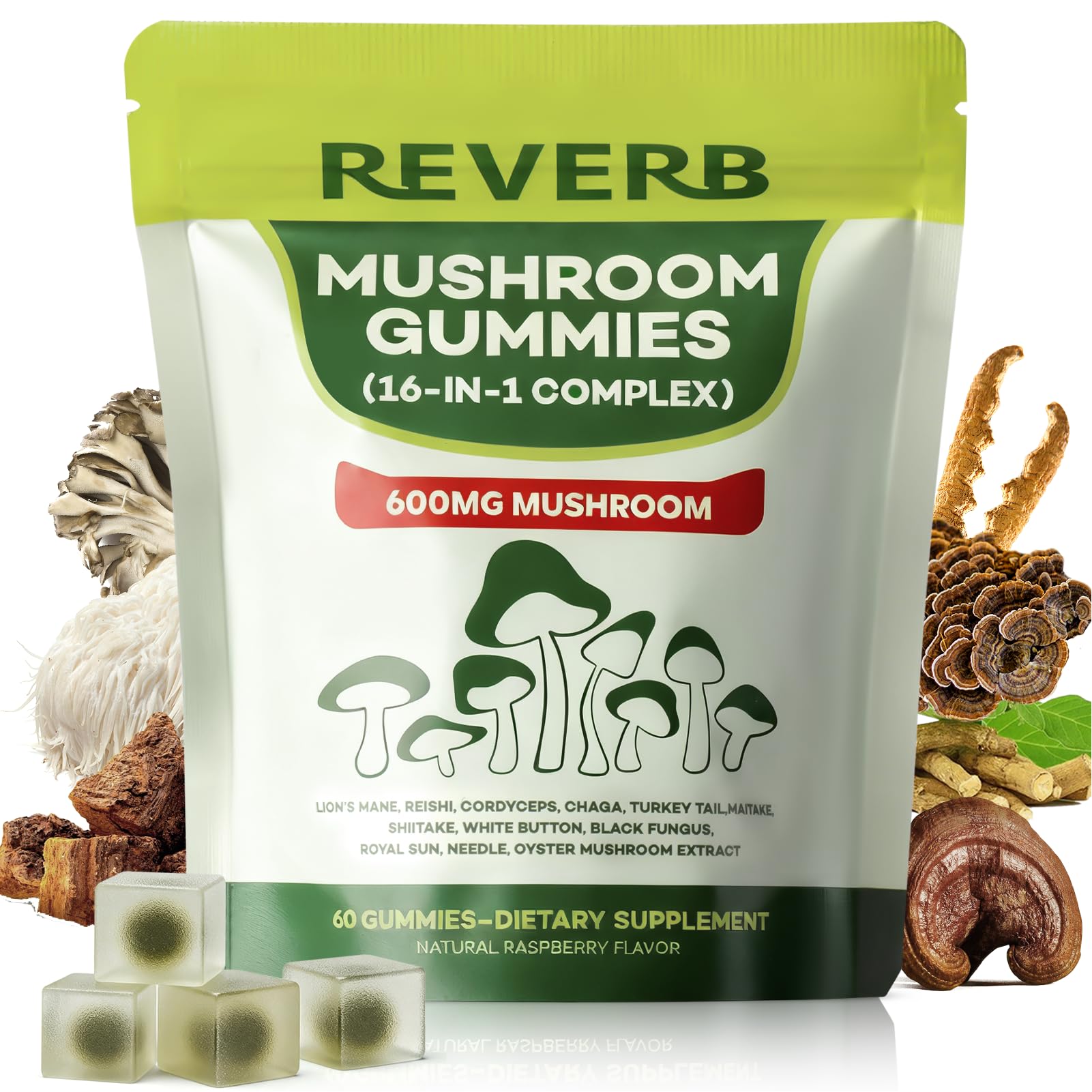 Gommes REVERB 16 en 1 en flacon: soutien énergie et concentration au quotidien.