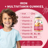 Emballage ReviNutra gommes fer enfants, présentation pratique et enfants heureux