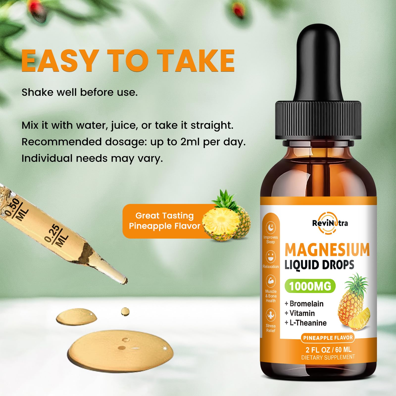 Usage quotidien ReviNutra, 2 ml par jour, mode pratique et discret