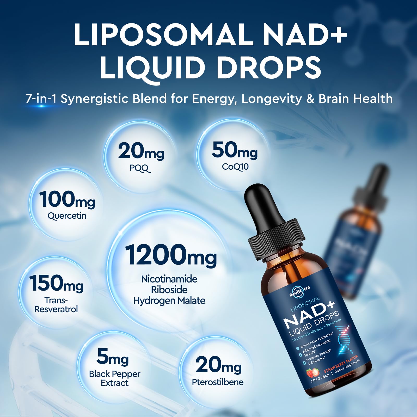 Gout fraise du NAD liposomal ReviNutra, expérience agréable au quotidien.