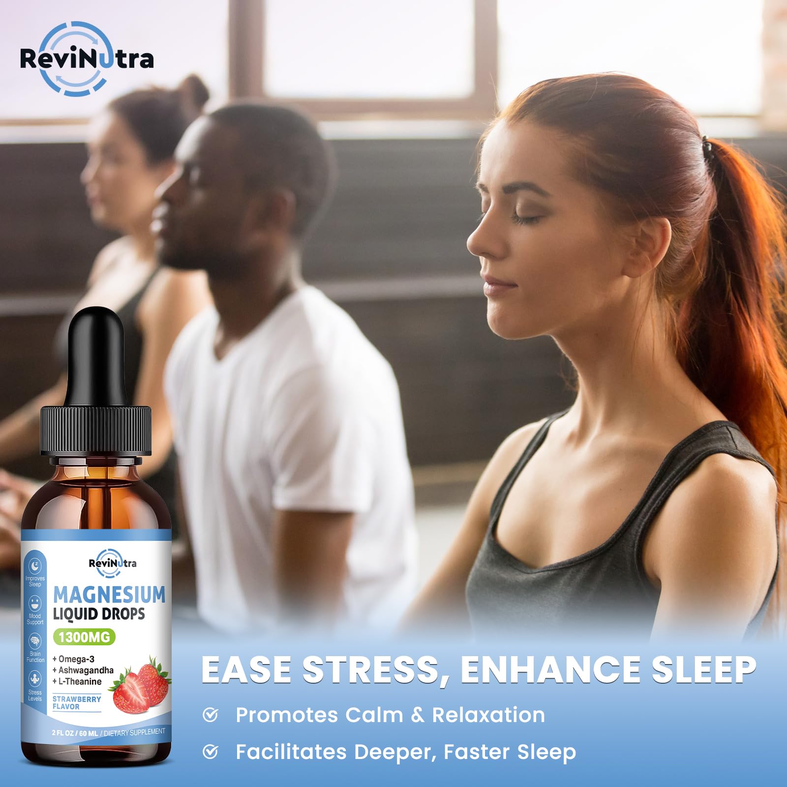 ReviNutra Triple Magnesium Complex — arôme fraise agréable pour une routine quotidienne.