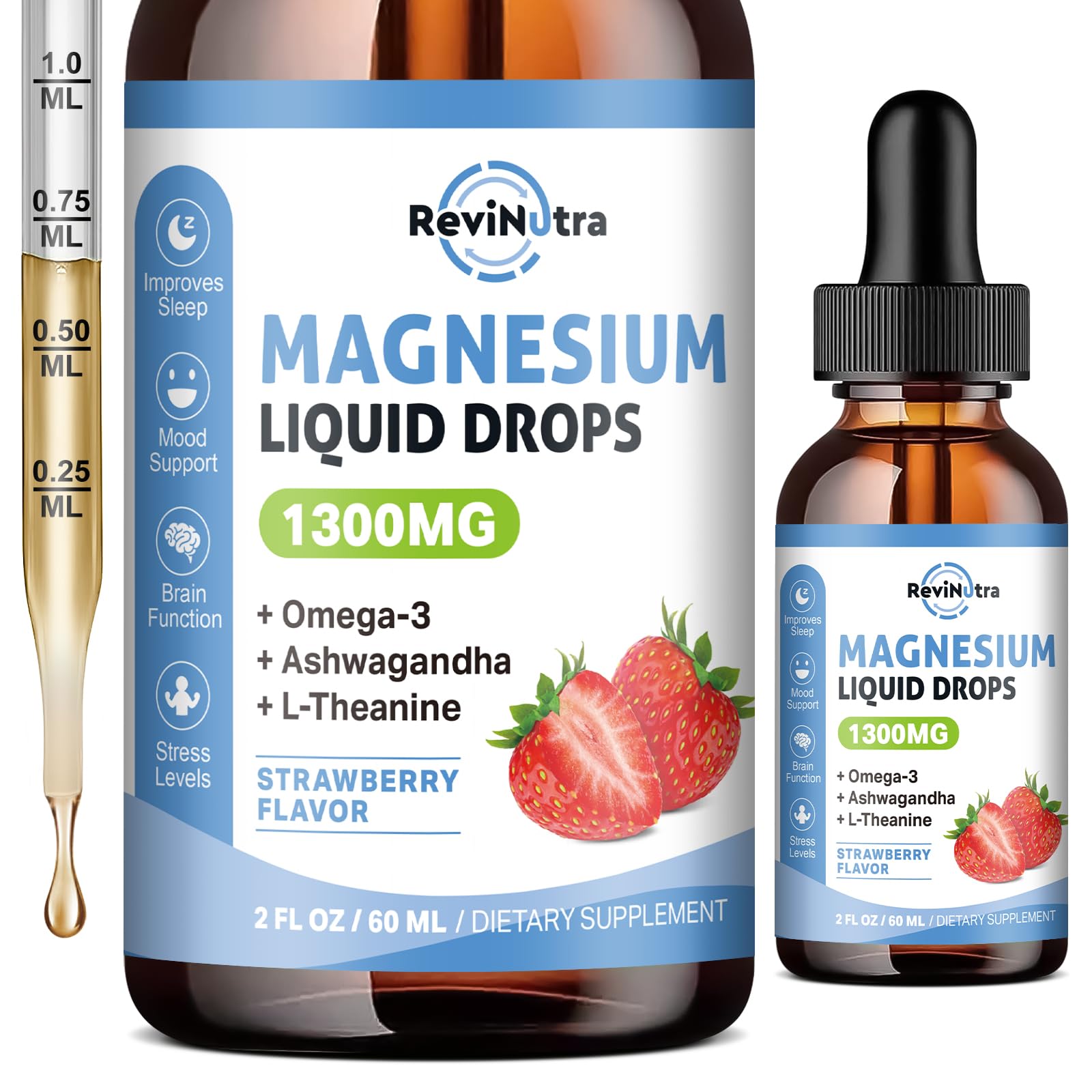 ReviNutra Triple Magnesium Complex — gouttes en bouteille, absorption élevée et énergie potentielle.