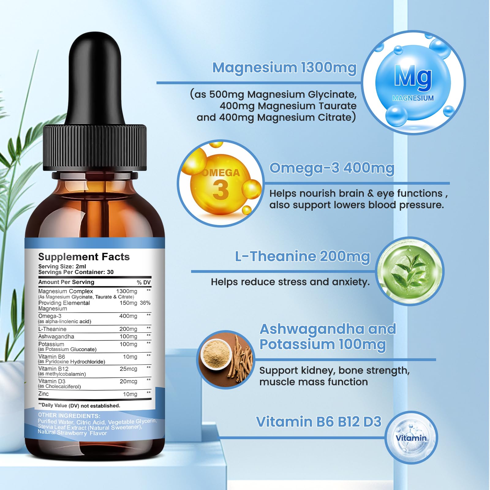 ReviNutra Triple Magnesium Complex — oméga-3 et L-théanine pour bien‑être quotidien.