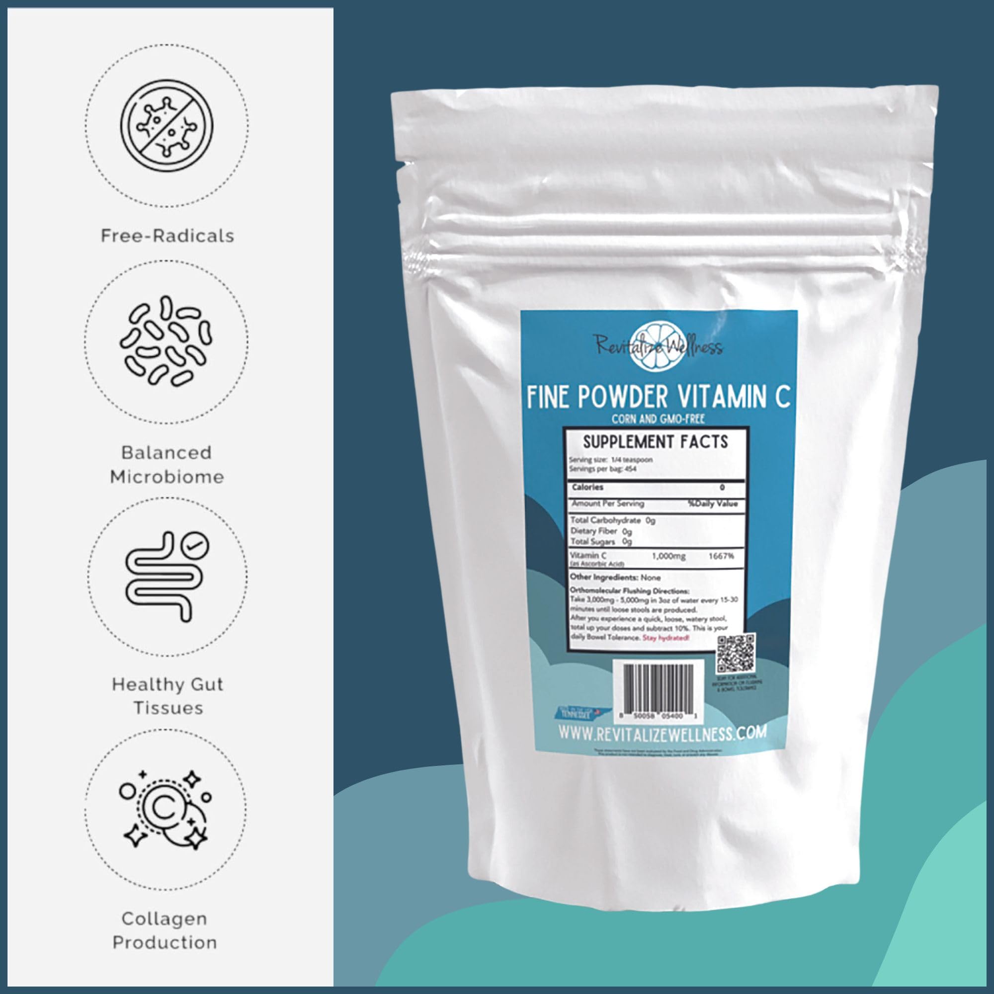 Flacon Revitalize Wellness fabriqué aux États‑Unis, garantissant traçabilité.