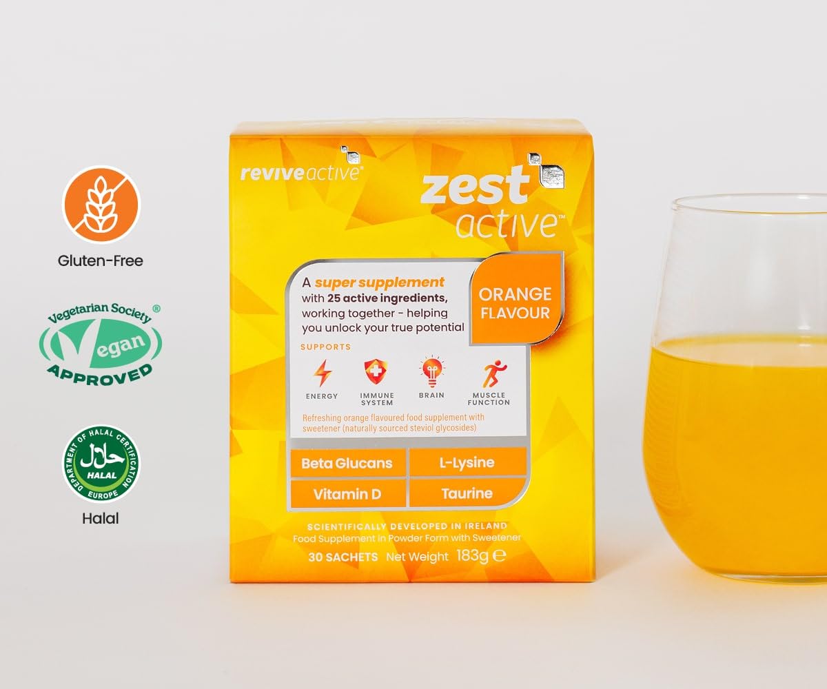 Sachet Zest Active prêt à l'emploi, format nomade pour énergie et immunité.