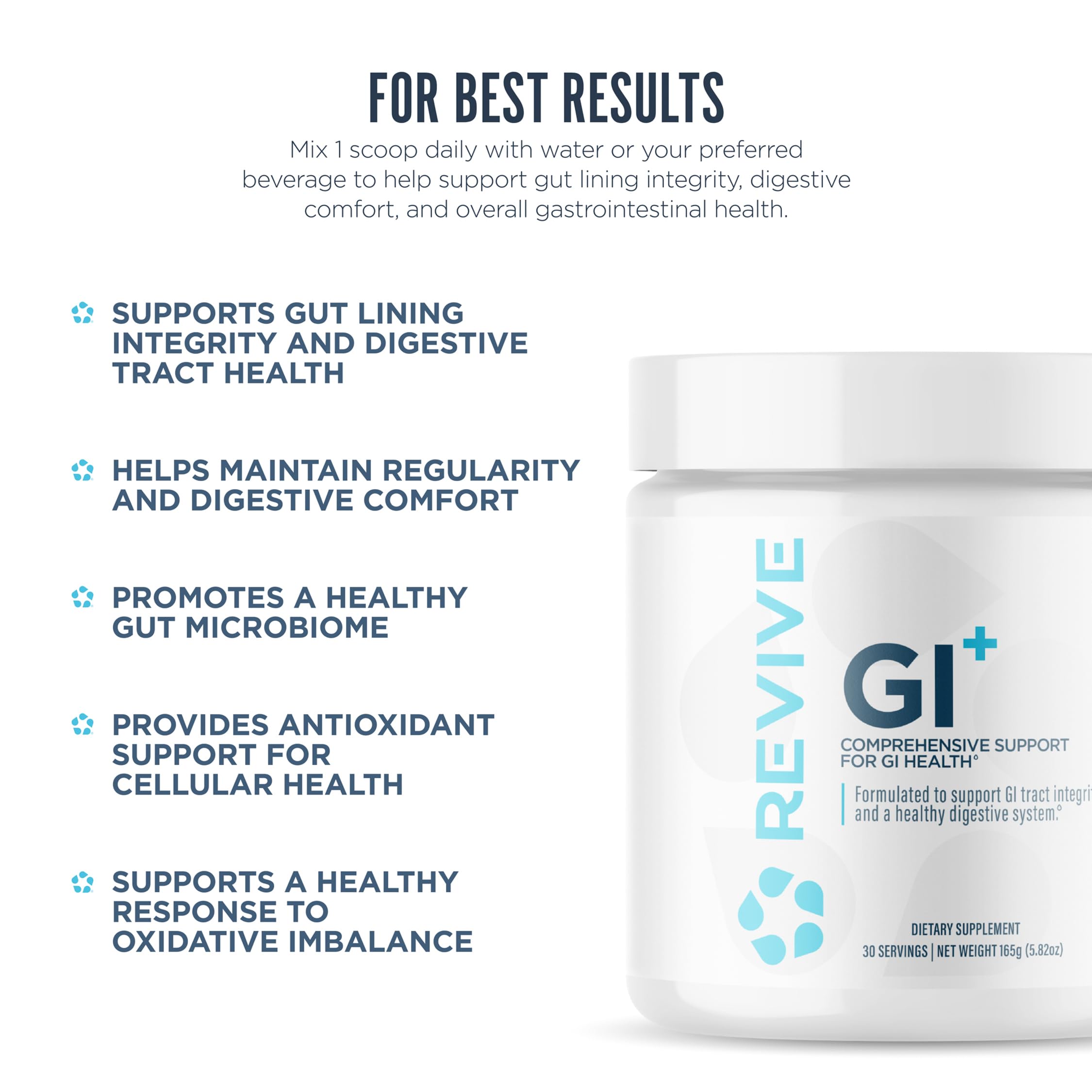 Revive GI Plus – Poudre facile à dissoudre dans n'importe quelle boisson.