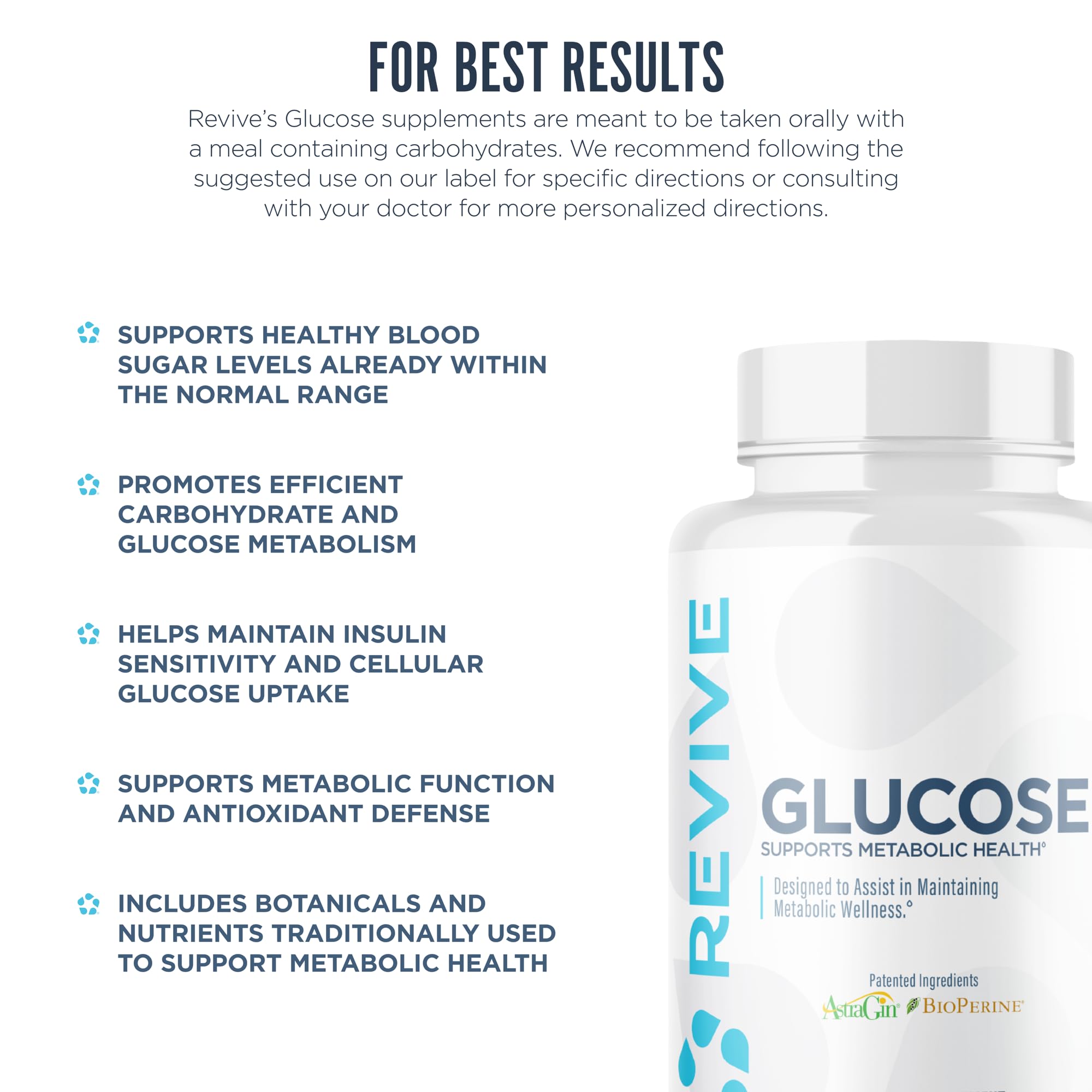 Chromium clé dans Revive MD Glucose pour soutenir la sensibilité à l’insuline.