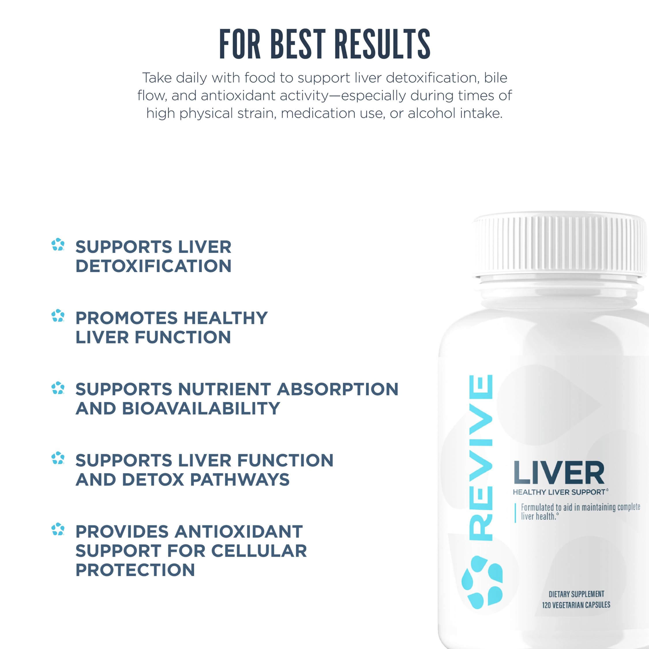 Revive MD, ingrédients N-acétyl-cystéine, nutriments clés pour soutenir l'organisme.