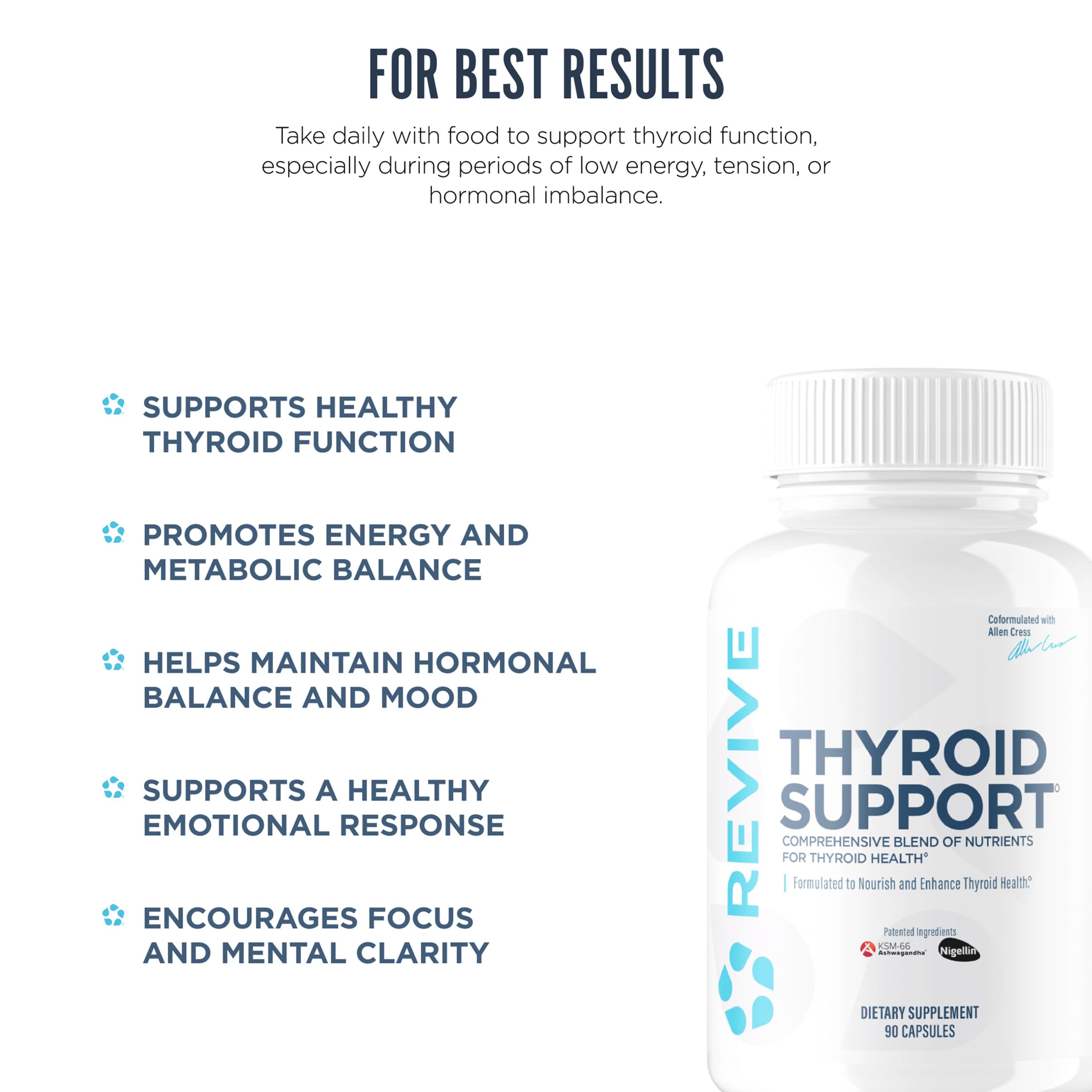 Prise avec repas avec Revive MD Thyroïdien pour absorption optimale