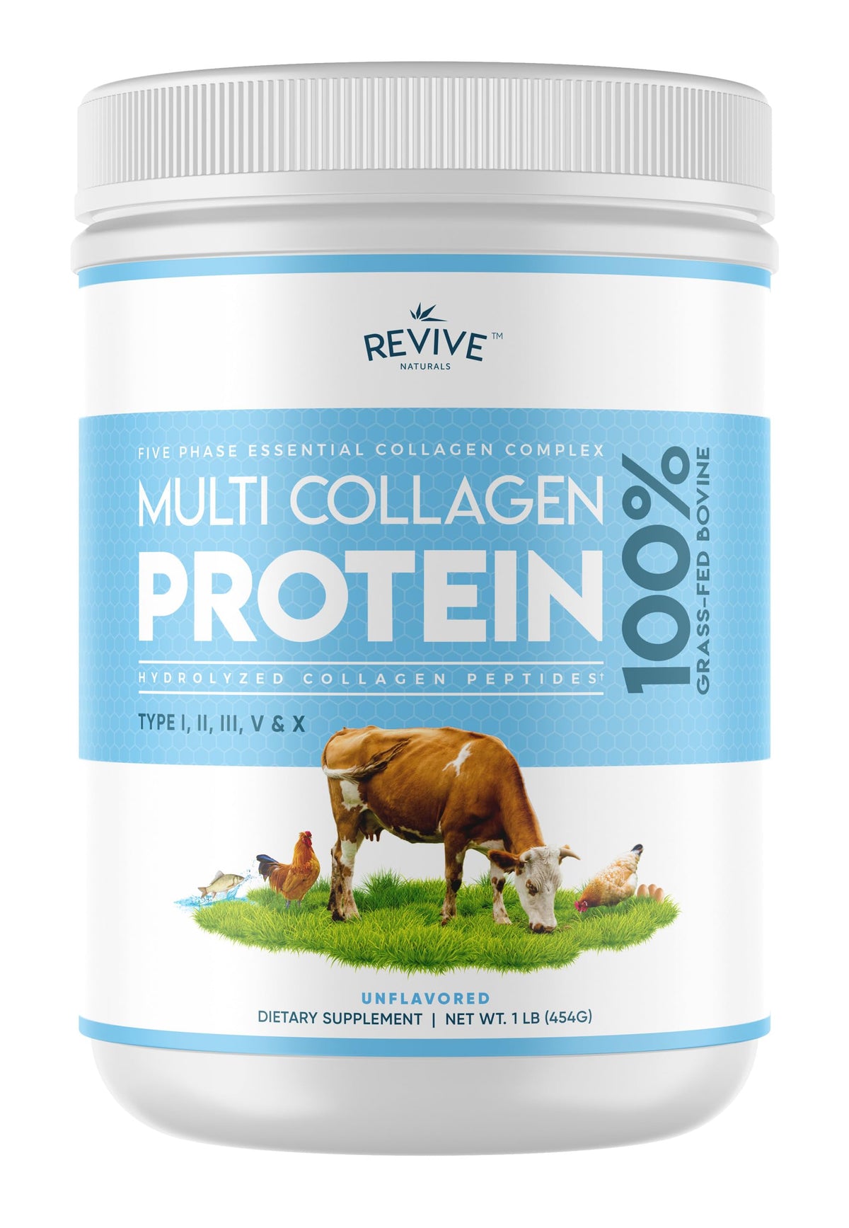 Revive Naturals Poudre de collagène: bouteille de 16 oz prête pour les shakes