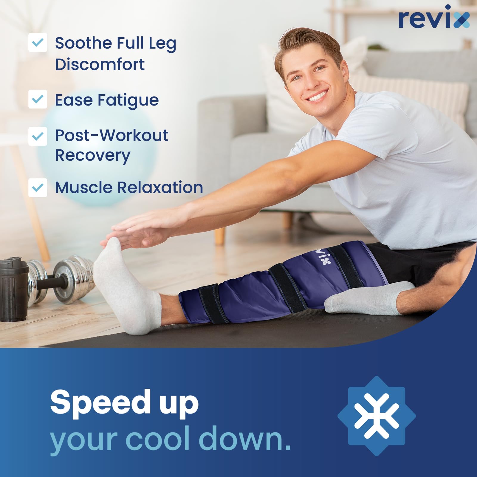 REVIX application hanche jambe, adaptation confortable autour des os et joints.