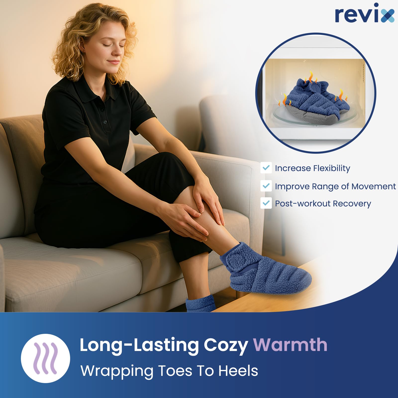 REVIX bleu nuit, chaussons élégants et confortables.