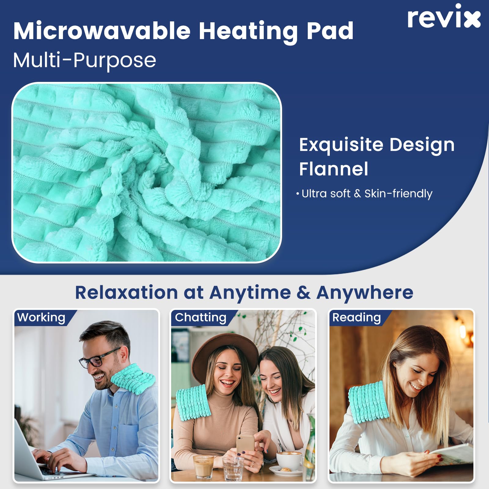 REVIX compresse chauffante humide 6x12 abdomen, chaleur légère et confort durable